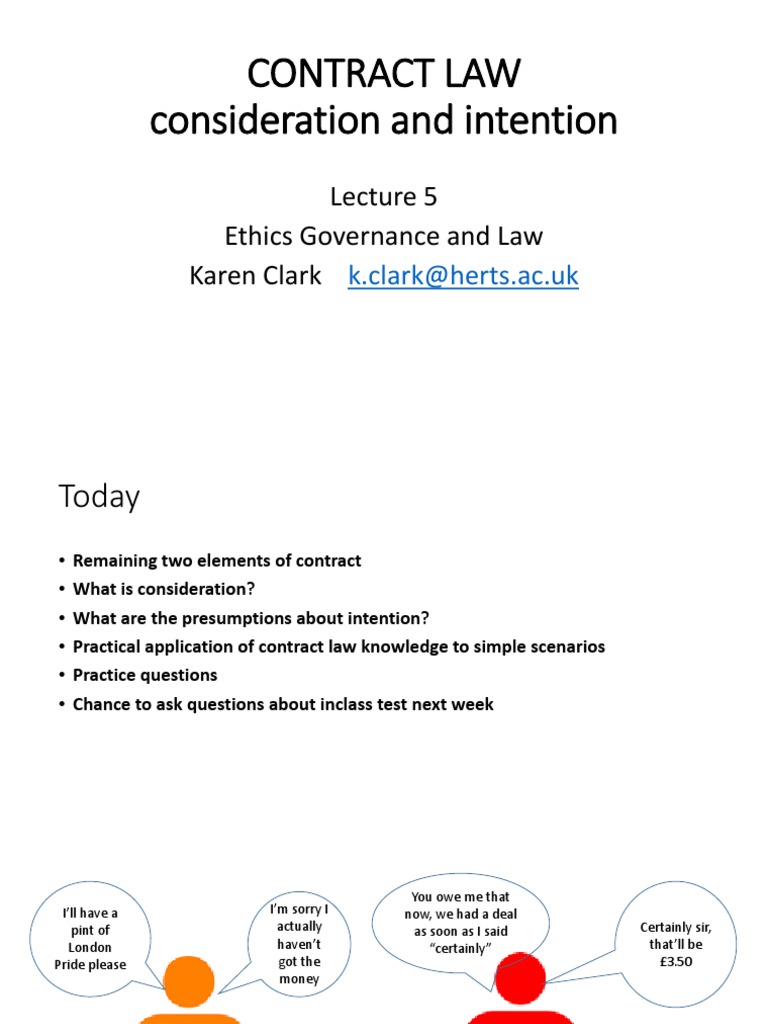 Contract Law: Consideration & Intention | PDF | Consideration | Law Of ...