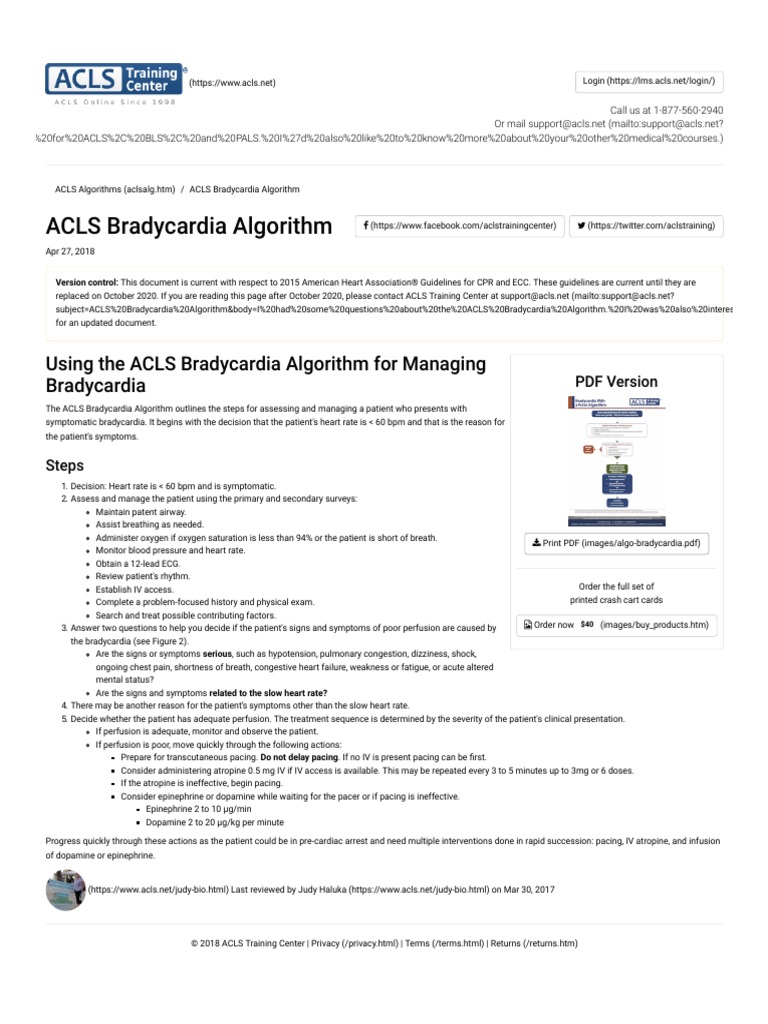 ACLS Bradycardia Algorithm | PDF | Health Sciences | Cardiovascular System