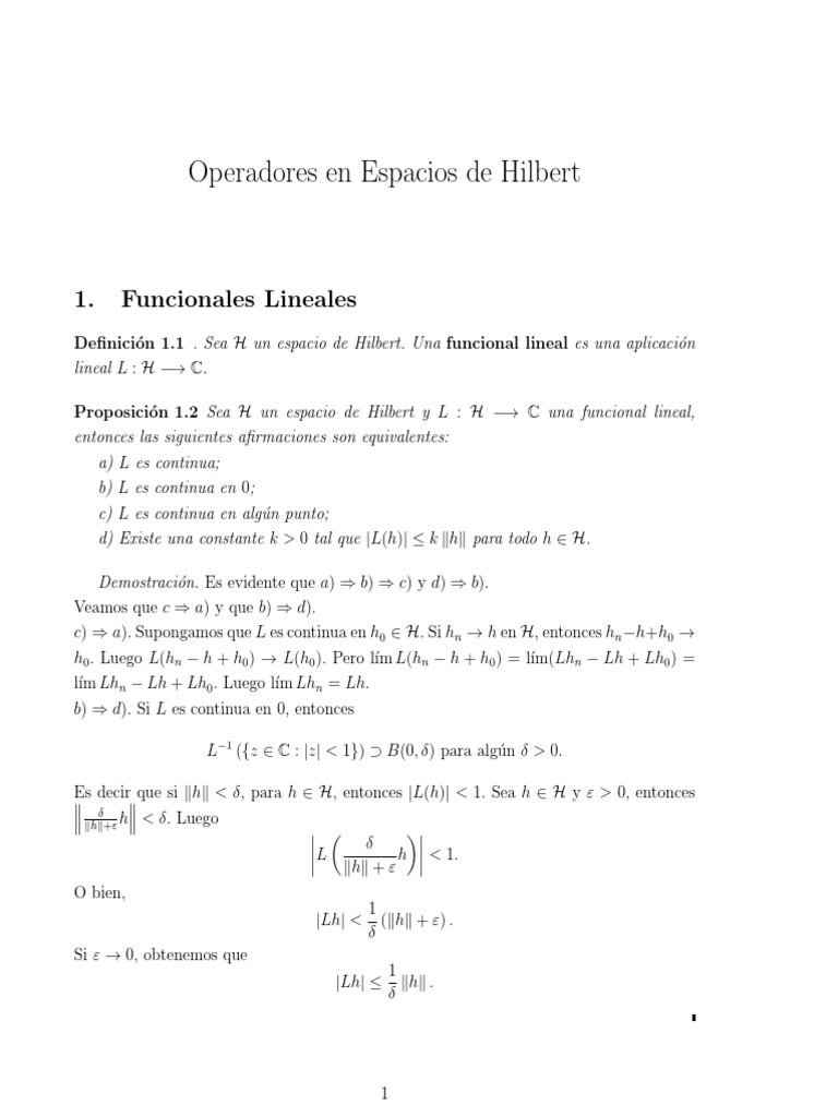 Operadores en Espacios de Hilbert PDF Valores propios y vectores