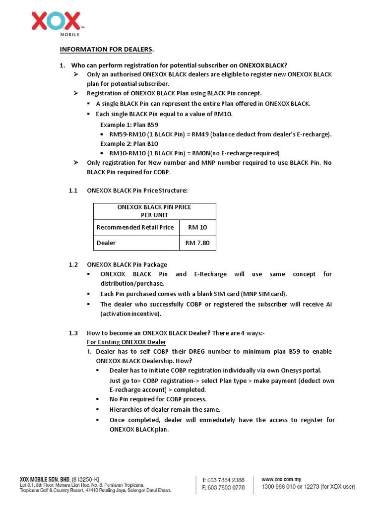ONEXOX BLACK Dealer Registration Guide | PDF | Personal Identification ...