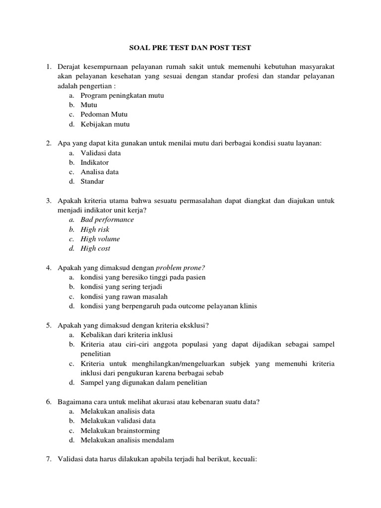 Soal Pre Test Dan Post Test