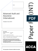 Advanced Audit and Assurance (International) : Tuesday 8 June 2010