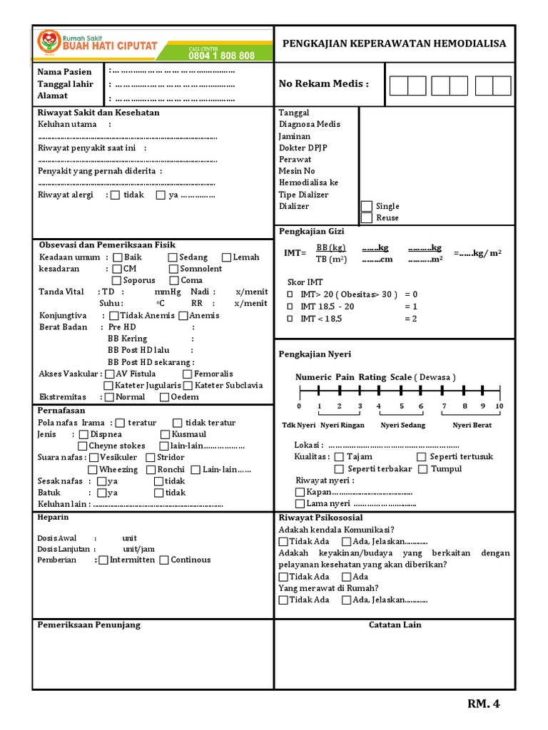 Form Hemodialisa | PDF