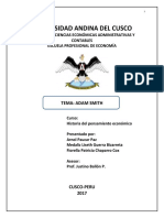 Universidad Andina Del Cusco: Tema: Adam Smith