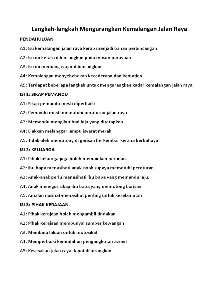 Langkah-Langkah Mengurangkan Kemalangan Jalan Raya  PDF