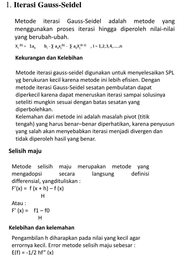 Metode Iterasi Gauss-Seidel Adalah Metode Yang Menggunakan Proses ...