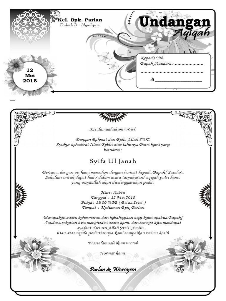 Undangan Aqiqah