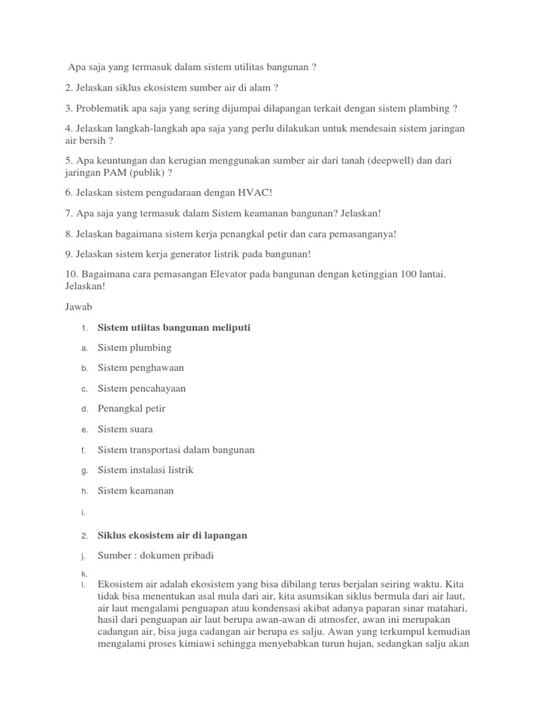Apa Saja Yang Termasuk Dalam Sistem Utilitas Bangunan