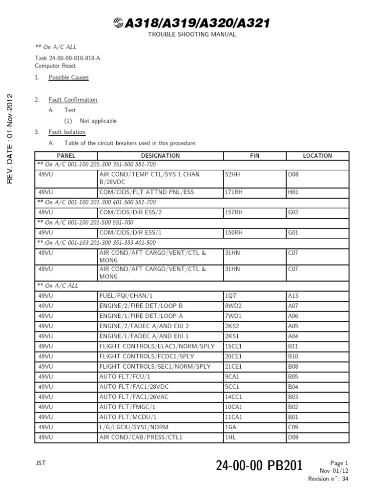 A320 Computer Reset Procedures | PDF | Manufactured Goods | Equipment