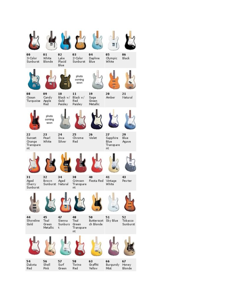 Fender Color Chart PDF