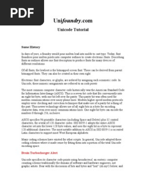 Unicode Tutorial Pdf Character Encoding Ascii