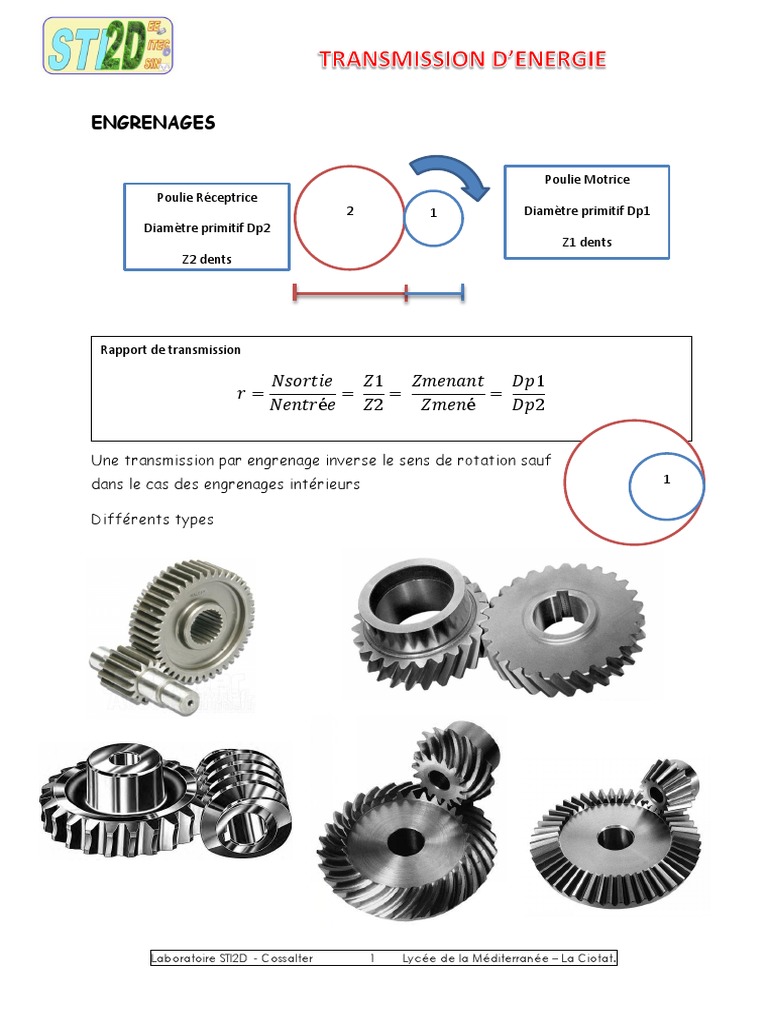 Gear Train Calculations Determining Transmission Ratios, Output Speeds