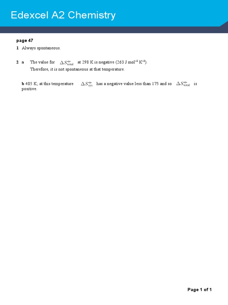 Edexcel A2 Chemistry Answers 2 | PDF | Chemistry | Physical Chemistry