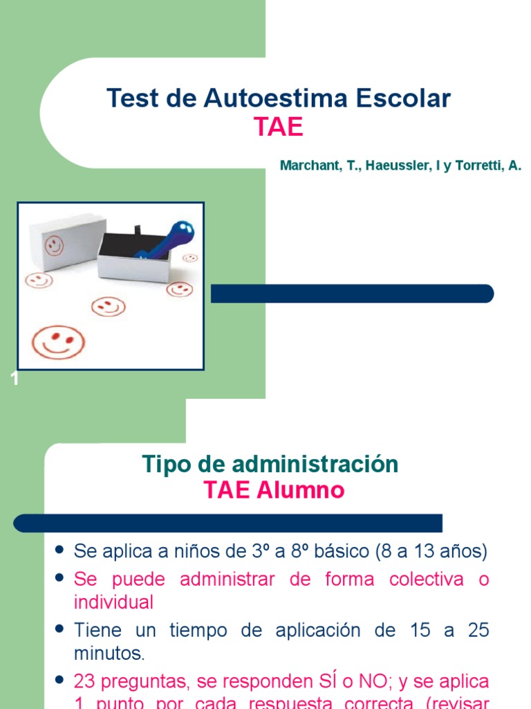 Test TAE de Autoestima Escolar | PDF | Crecimiento personal y ...