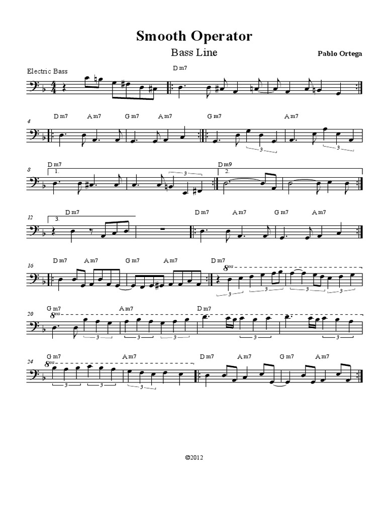 Smooth OperatorBass Line PDF