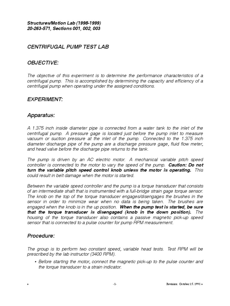 Pump Test Lab PDF