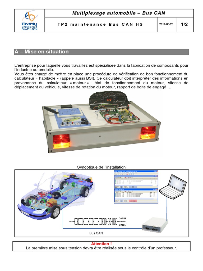 A - Mise en Situation: Multiplexage Automobile - Bus CAN | PDF | Computers