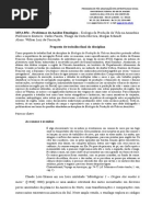 Proposta de trabalho para a disciplina de Ecologia da Produção da Vida na Amazônia