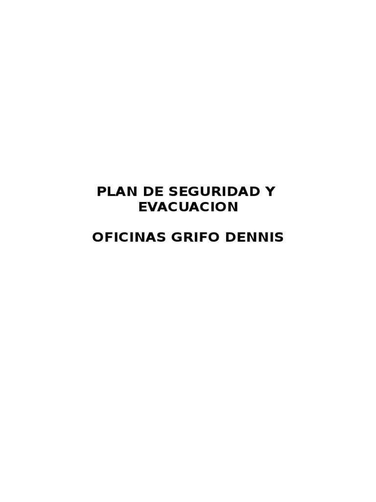 Plan de Seguridad y Evacuación Grifo Dennis | PDF | Defensa Civil ...