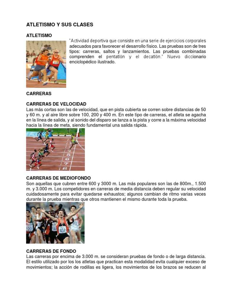 Atletismo y Sus Clases | PDF | Deporte del atletismo | Concurso hípico
