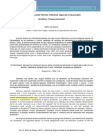 Vínculo Terapeuta-Cliente - Reflexões Segundo Uma Posição. Analítico - Comportamental