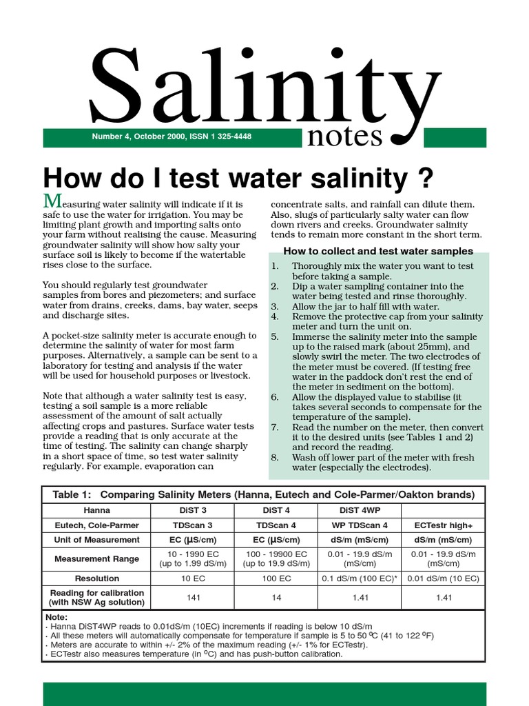 Water Salinity | PDF | Salinity | Groundwater