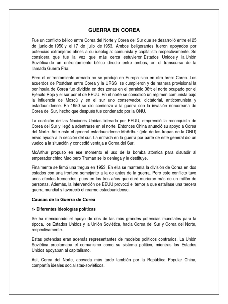 La Guerra de Corea | PDF | Corea del Norte | Política mundial