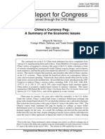 CRS Report For Congress: China's Currency Peg: A Summary of The Economic Issues