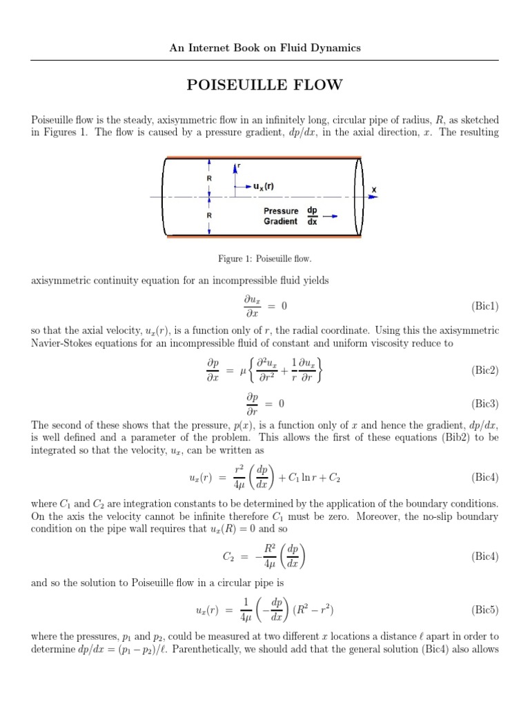 Poiseuille Flow: An Internet Book On Fluid Dynamics | PDF | Fluid ...
