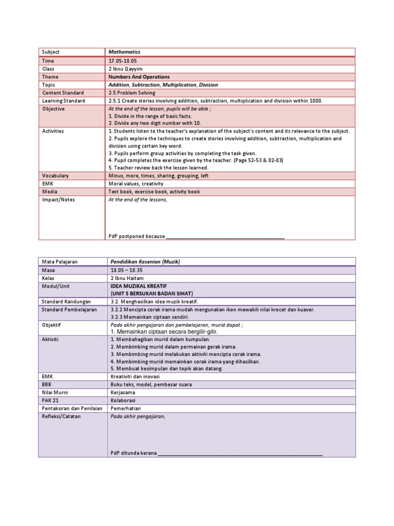 RPH Tahun 2 | PDF | Seni & Disiplin Bahasa | Seni