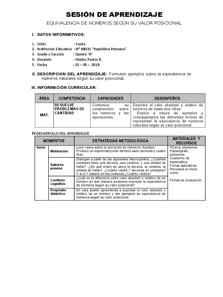 Sesión de Aprendizaje Mayo 14 | PDF | Aprendizaje | Maestros