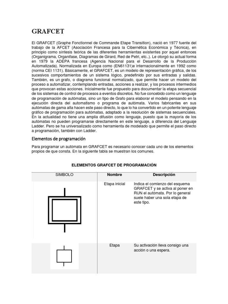 Programacion Grafcet | PDF | Programación de computadoras | Lenguaje de ...