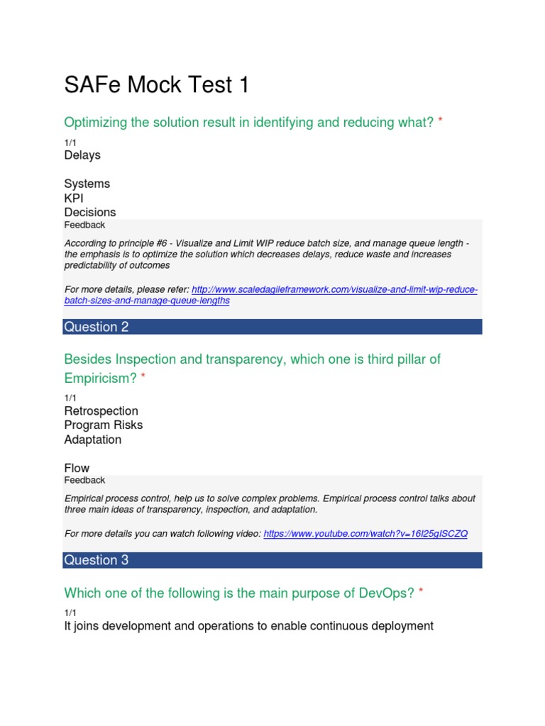 SAFe Mock Test for Agile Practitioners | PDF | Scrum (Software ...