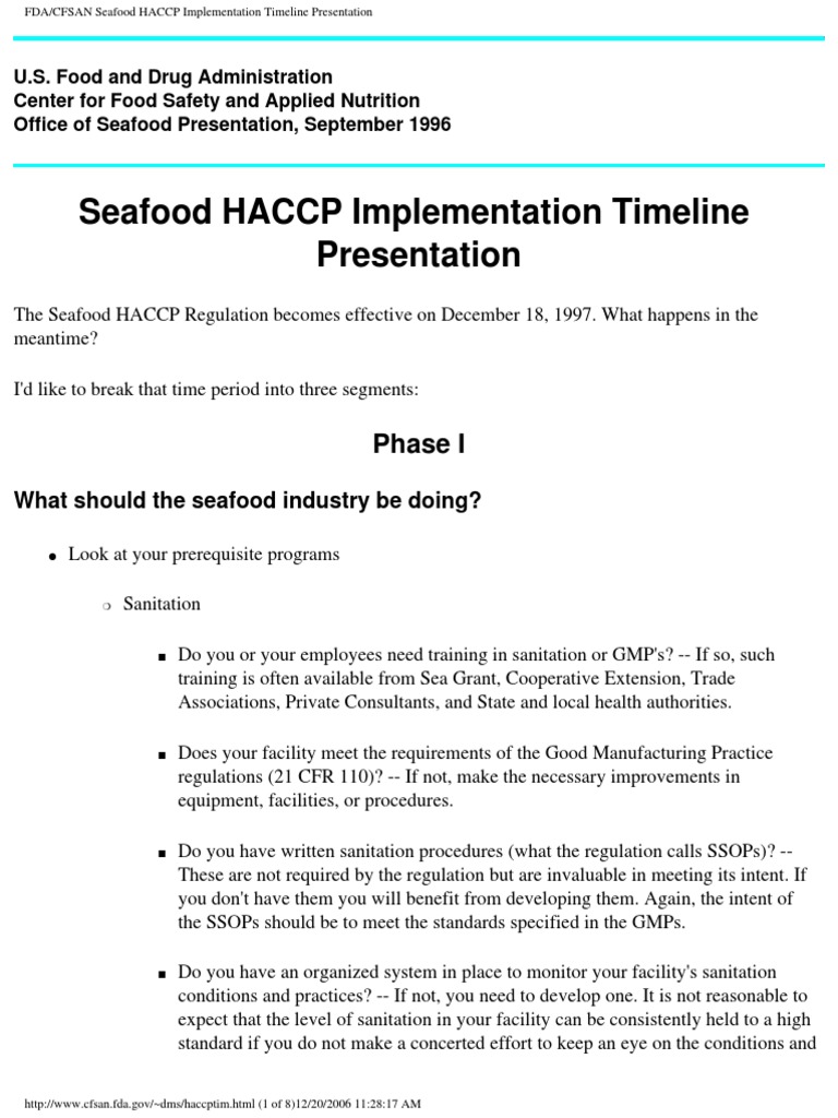 FDA_CFSAN Seafood HACCP Implementation Timeline Presentation Hazard