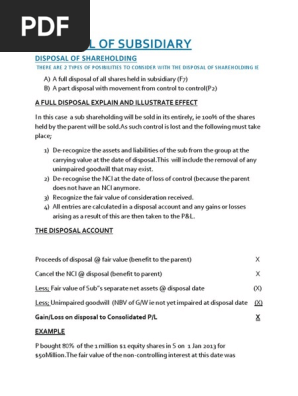 Disposal Of Subsidiary Pdf Goodwill Accounting Book Value
