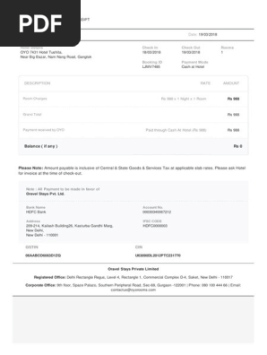 Hotel Receipt