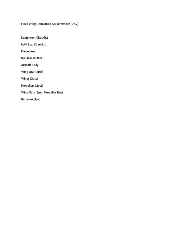 FWUAV - Checklist of Procedures | PDF | History