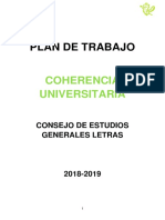 Plan de Trabajo Coherencia Letras al Consejo de Letras 2018-2019