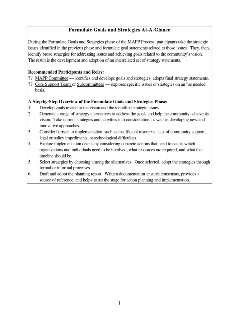 Goals and Strategies | PDF | Strategic Management | Goal
