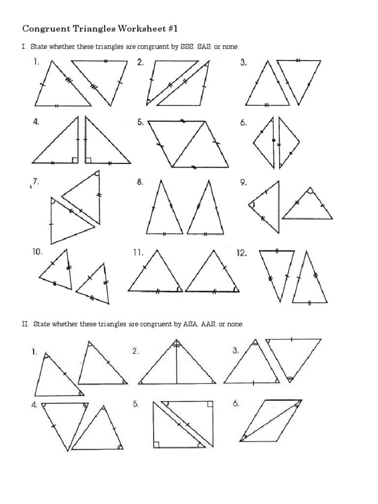 Worksheet Congruent Triangles 1 | PDF