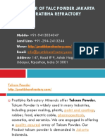 Best Supplier of Talc Powder Jakarta Indonesia Pratibha Refractory Minerals