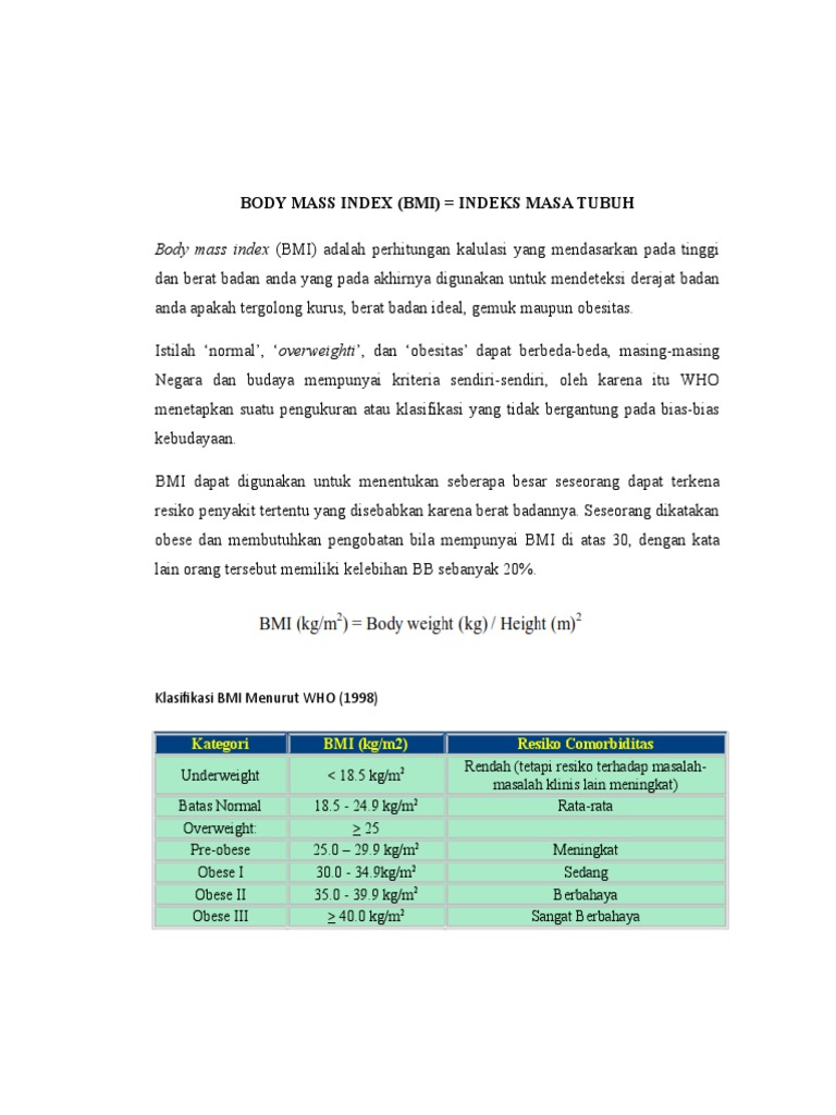 Body Mass Index Pdf