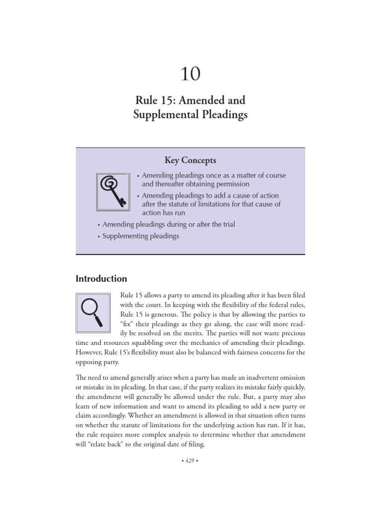 Rule 15 amended and supplemental pleadings key concepts pdf