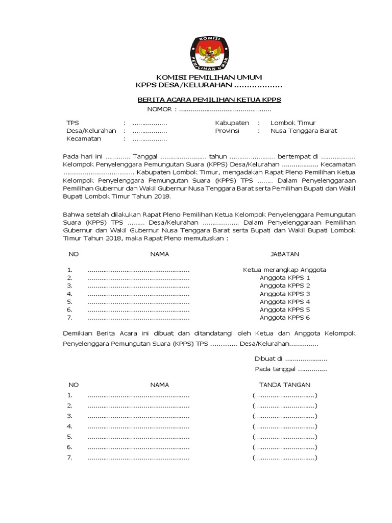 B A Pemilihan Ketua Kpps