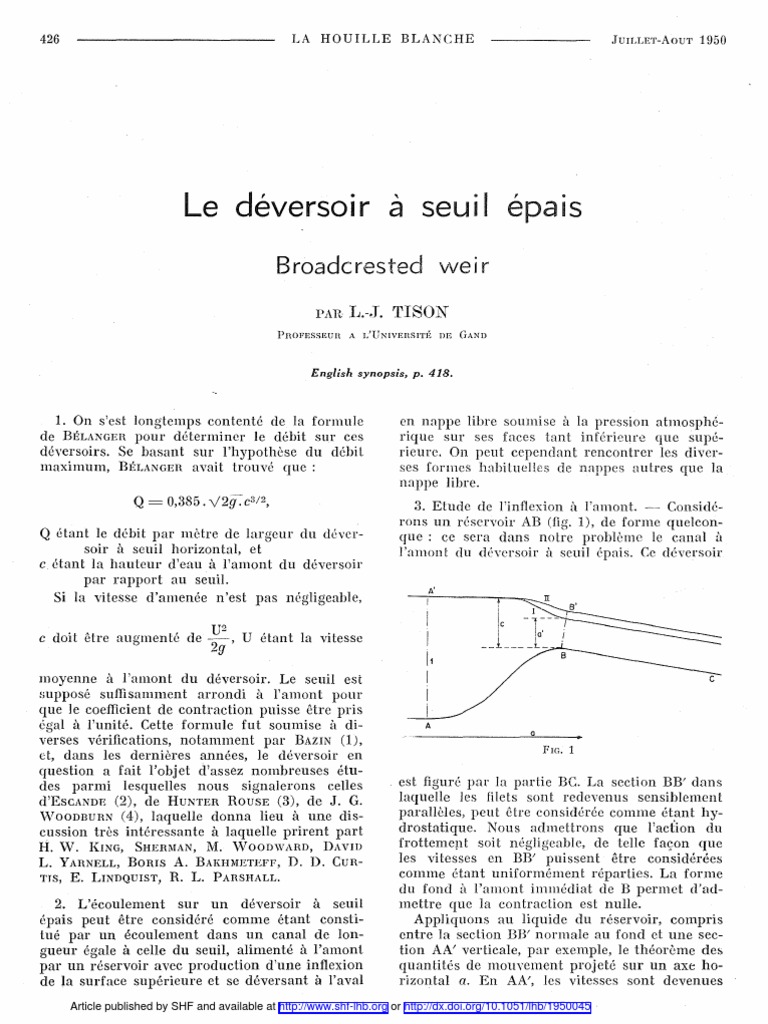 Déversoirs à seuil épais et écoulement | PDF | Déversoir | Pression