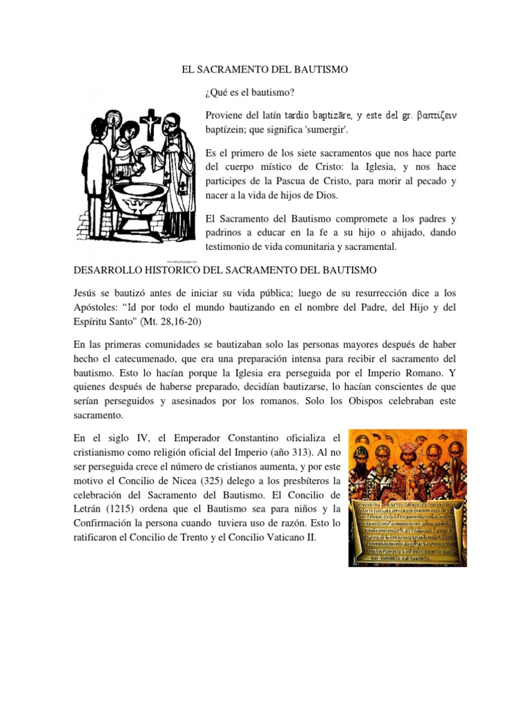 El Sacramento Del Bautismo | PDF | Bautismo | Sacramentos