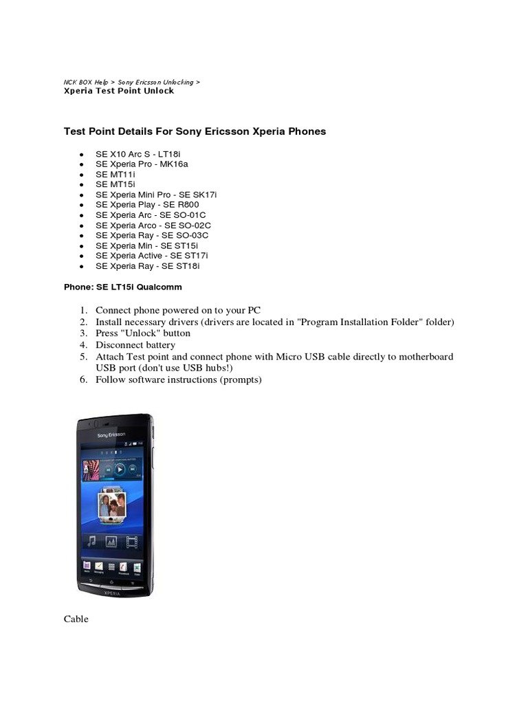 How to Use NCK - Xperia Test Point Unlock | Usb | Personal Computers