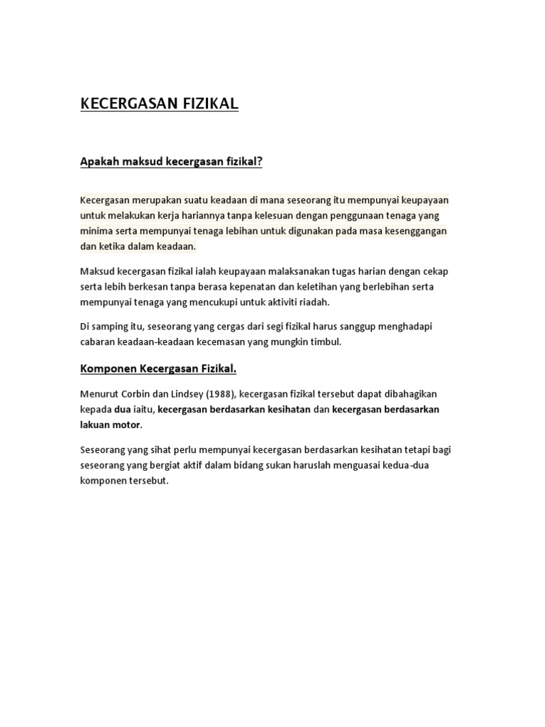 Apakah Maksud Kecergasan Fizikal Pdf