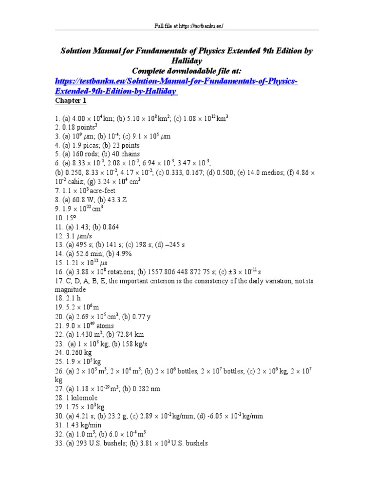 Halliday Physics 9th Solution Manual