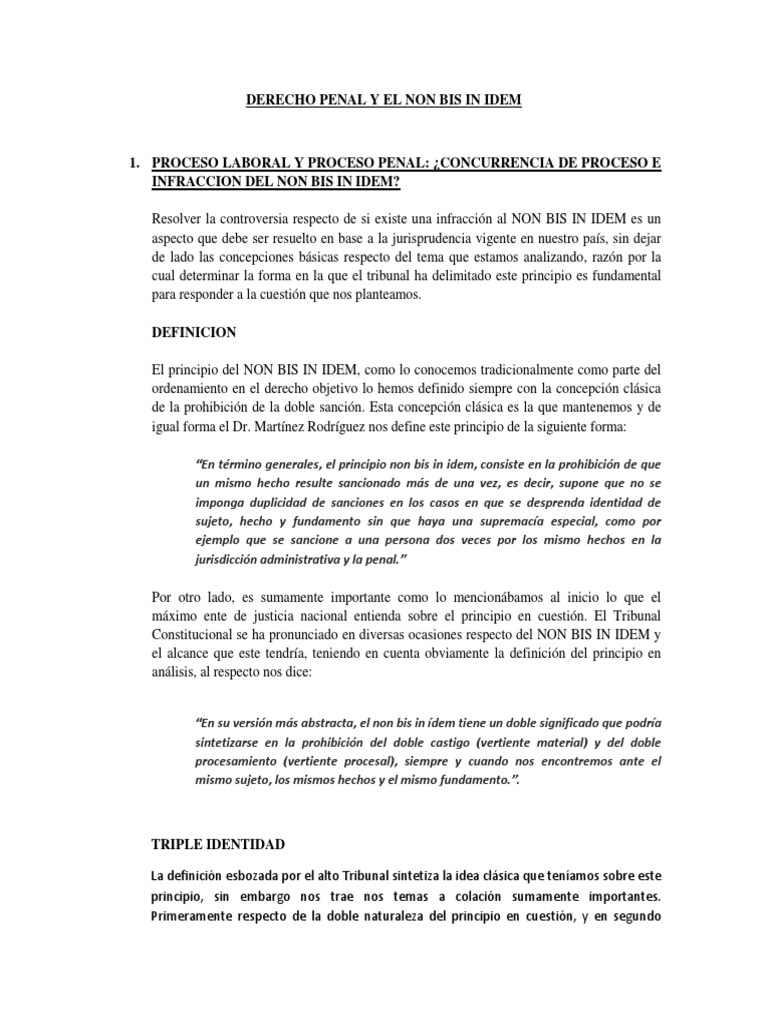 Principio NON BIS IN IDEM